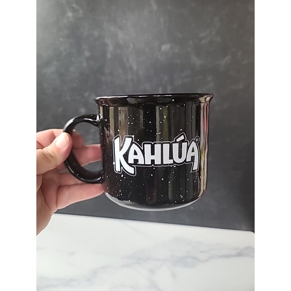 KAHLUA Coffee Mug Black With White Speckles 16 Oz - Picture 10 of 10